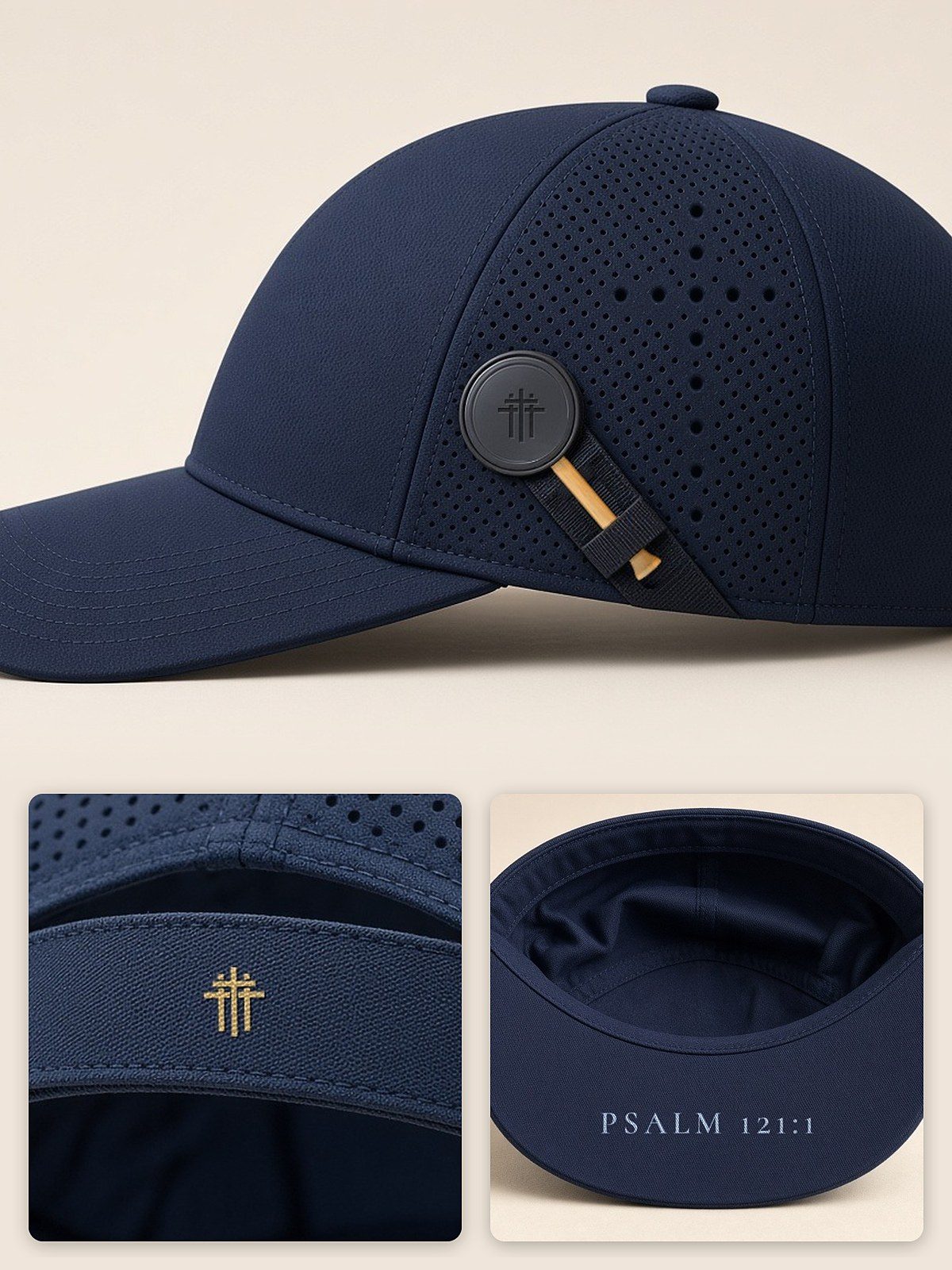 Navy perforated golf cap